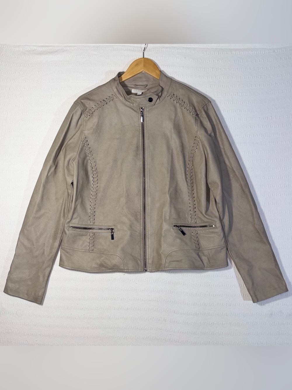 Westport 1962 Moto Faux Leather Jacket Womens Size XL Biker Zip Front Lined